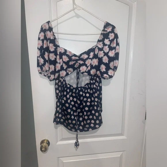 New! Sachin & Babi Lyra Baby Doll Top in Blue & Pink Ikat Floral 🌸 sz 0 NWT! - Picture 8 of 14